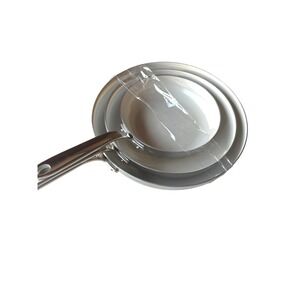 Tramontina Cream Tri-Ply Clad Ceramic Nonstick Fry Pan Set 3 Piece 8-12in‎